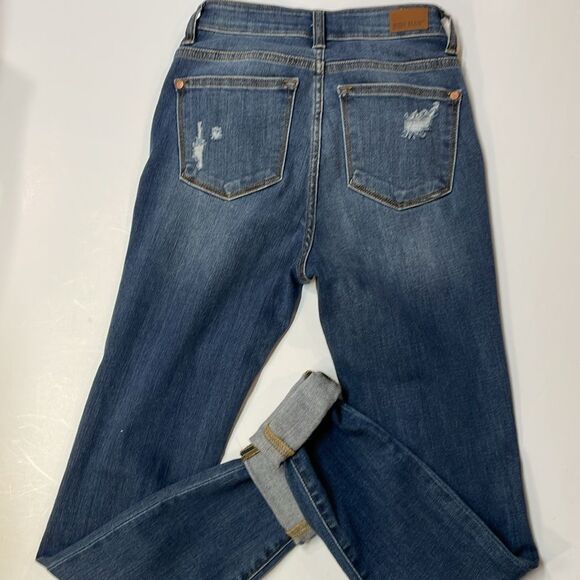 Judy Blue Distressed Skinny Woman’s Jeans High Rise Button Fly Sz 1 - Picture 6 of 13